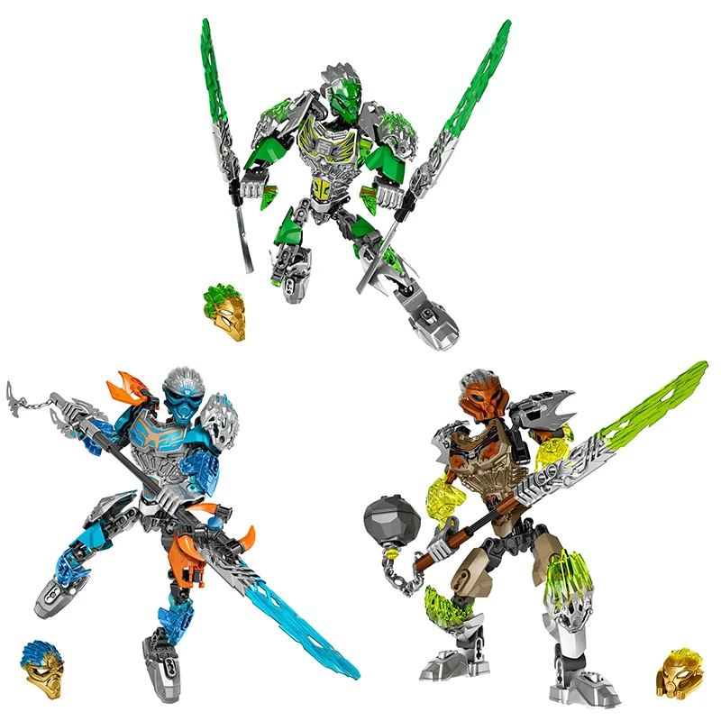 Bloques de construcción de la serie Bionicle para niños, máscara dorada, maestro, Calavera, Guerrero, héroe, fábrica, compatible, Robot, ladrillos,