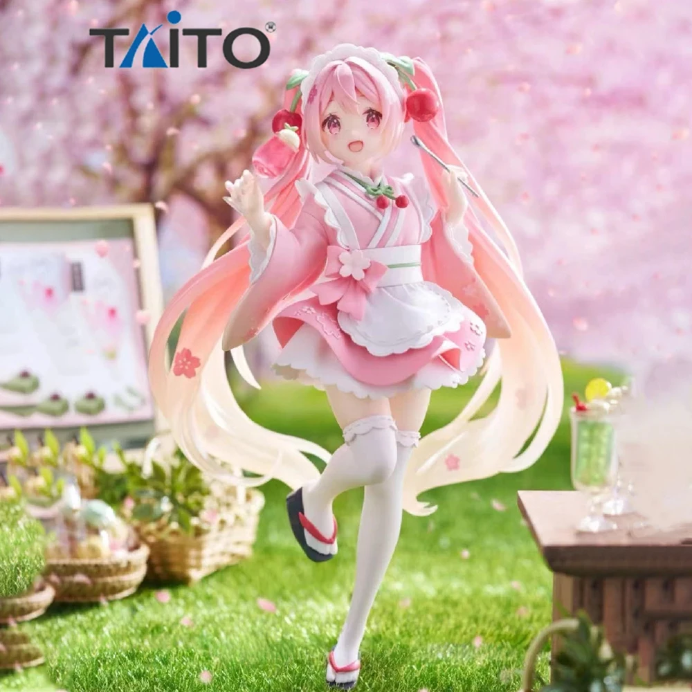 

18CM TAITO Original Hatsune Miku Coreful Sakura Wafuu Kissa Ver. Maid Figure Kawaii Anime Figurine Model Ornament Birthday Gift