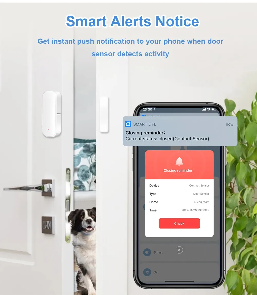 Датчик двери и окна Tuya ZigBee, детекторы открытия/закрытия двери, защита безопасности, приложение, дистанционное управление через Alexa Google Home