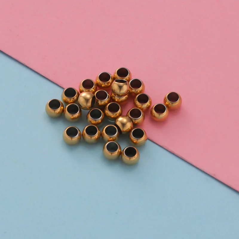 

200pcs/Lot 3*4mm Stainless Steel Beads Big Hole Spacer Bead for Jewelry Making DIY Bracelet Necklace Accessories