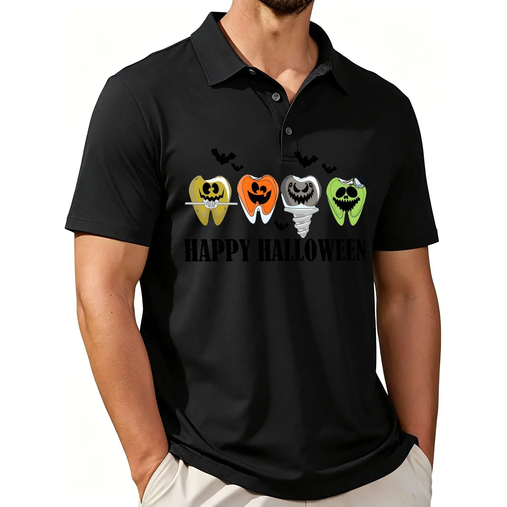 Men's Halloween Fun Print Polo Shirt