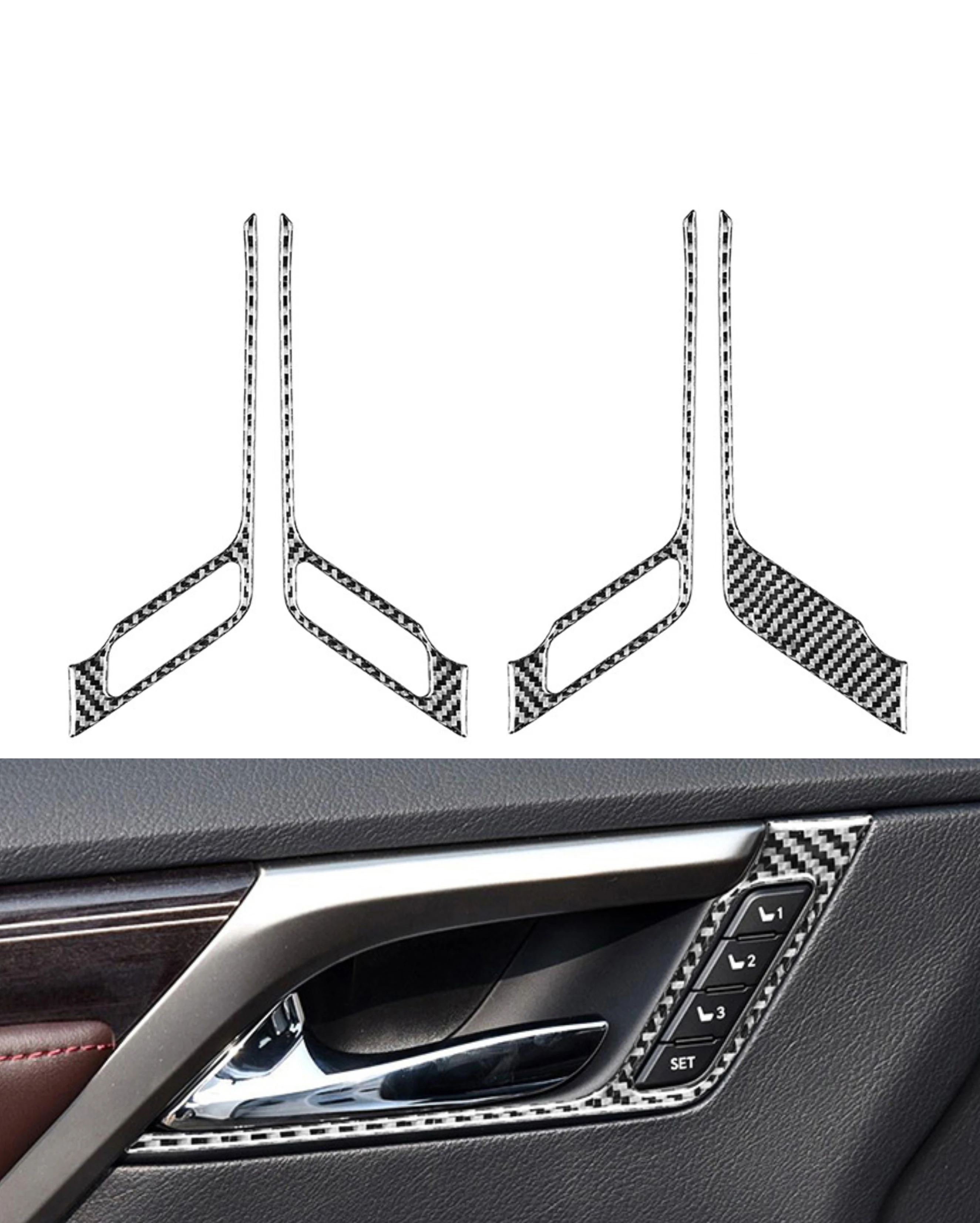 

For Lexus RX300 2016 2017 2018 2019 Car Door Handle Seat Switch Cover Trim Sticker Carbon Fiber Accessories