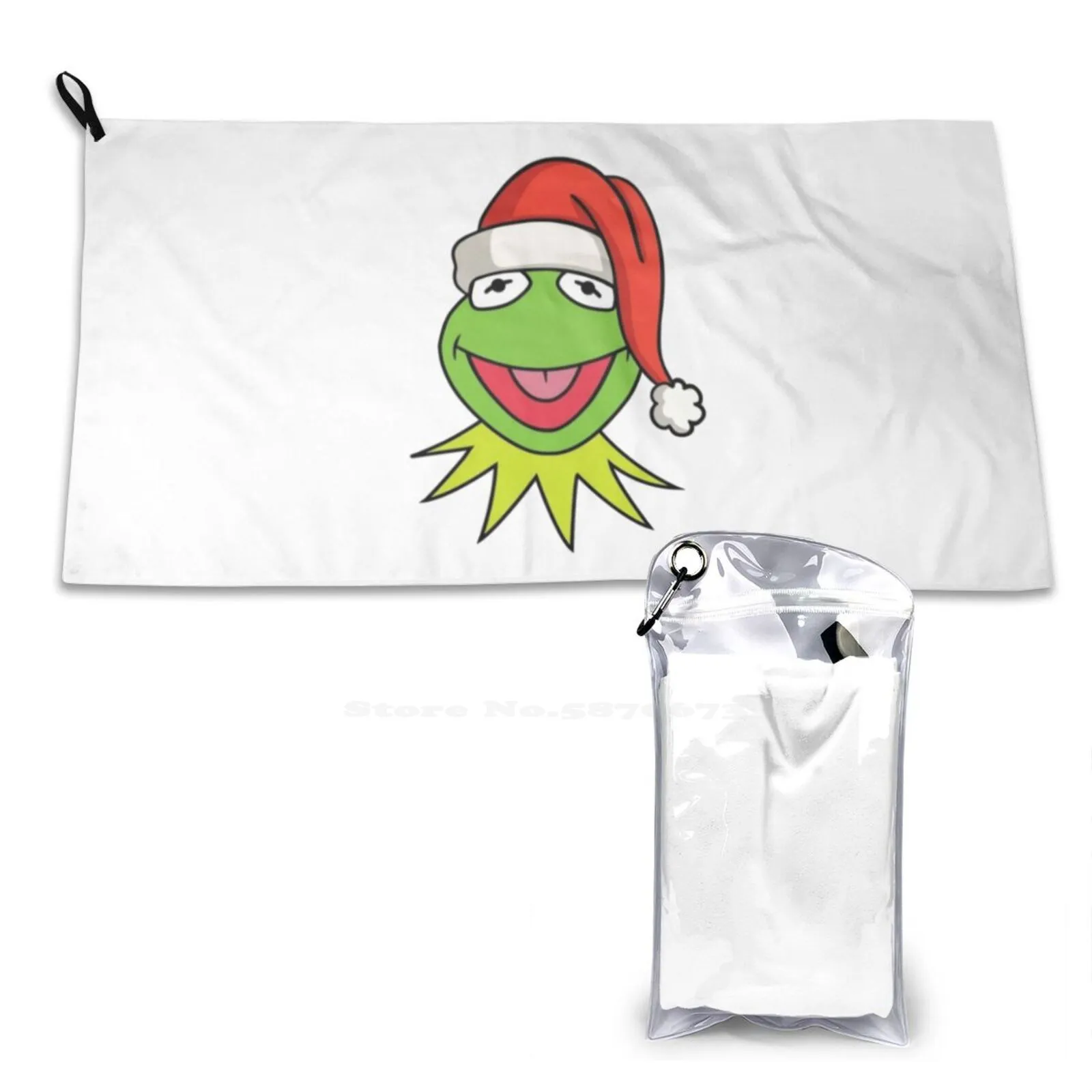 The Frog With Santa Hat Soft Towel High Quanlity Sport Washcloth Frog Christmas The Frog With Santa Hat