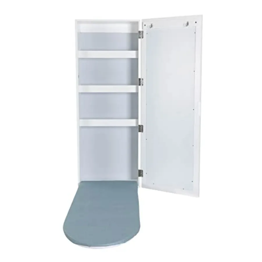 

Складная настенная гладильная доска-шкаф со встроенным хранилищем и зеркалом для спален, гостиных, автодомов, цвет: черный металлик