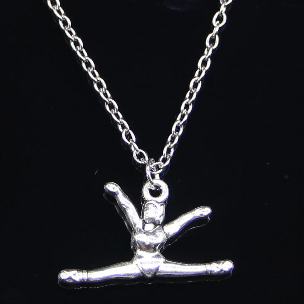 20pcs New Fashion Necklace 22x16mm gymnastics gymnast sporter Pendants Short Long Women Men Colar Gift Jewelry Choker