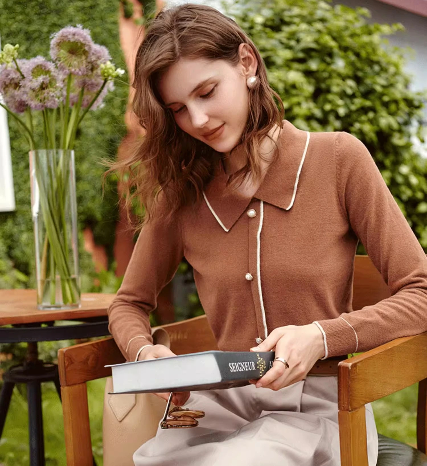 

OLrain женские свитера с длинными рукавами, новинка 2025 года, однобортный трикотаж, пуловер, вязаный топ для женщин, зимняя одежда O21QM36998