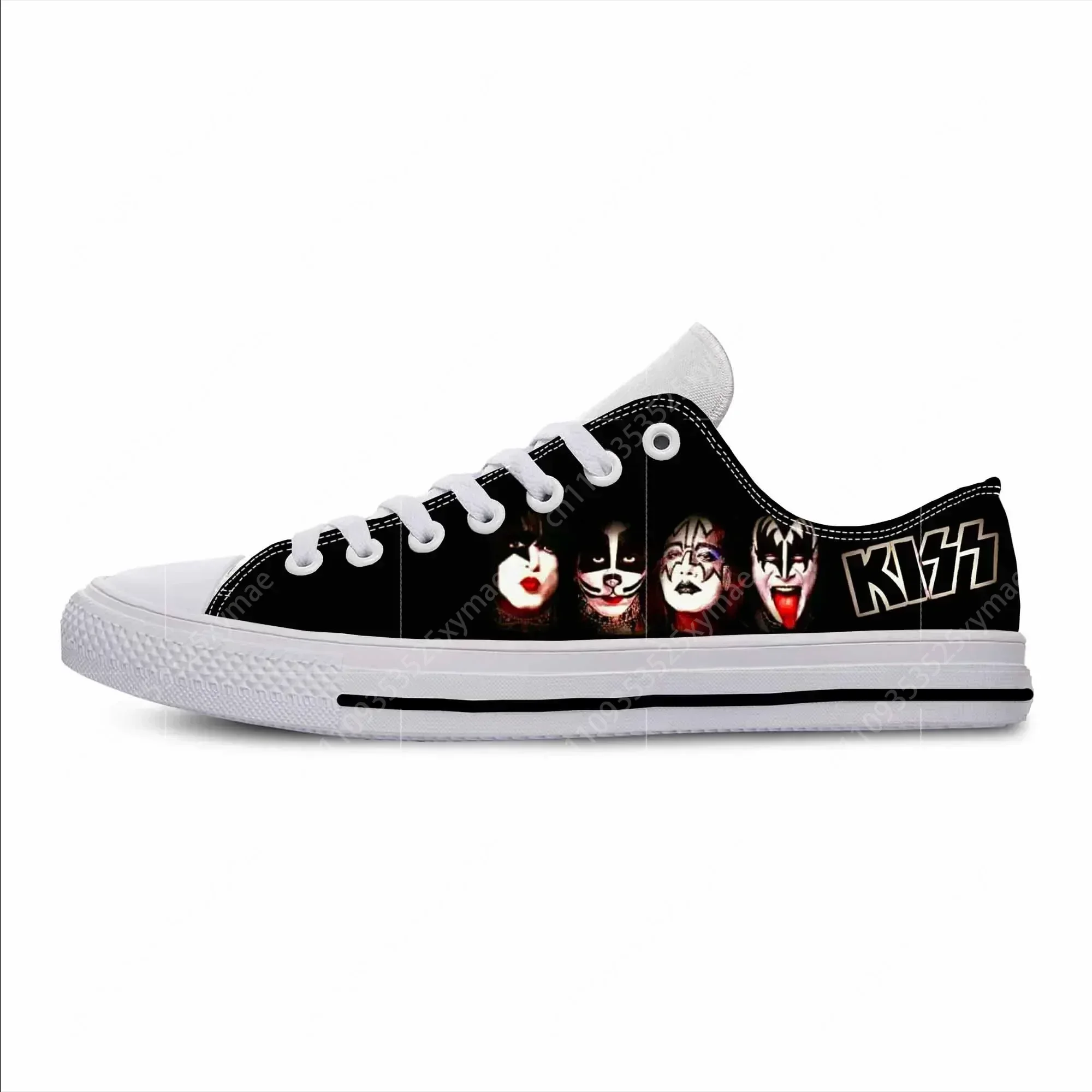 Heavy Metal Rock Band Music Singer Kiss Fashion Casual Cloth Shoes Low Top Lightweight Breathable 3D Print Men Women Sneakers