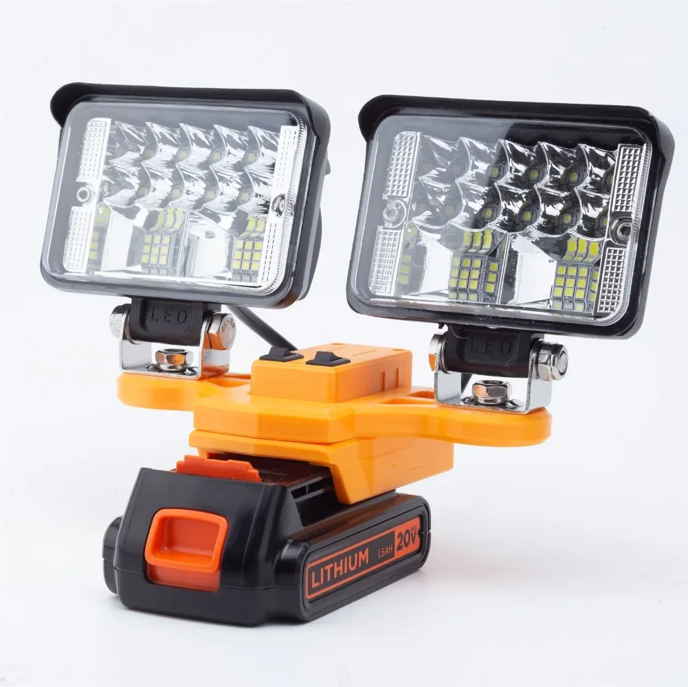 LED Wireless Work Light For Black & Decker 20V Lithium Batteries W/ USB Adapter Converter Lighting(No Batteries)