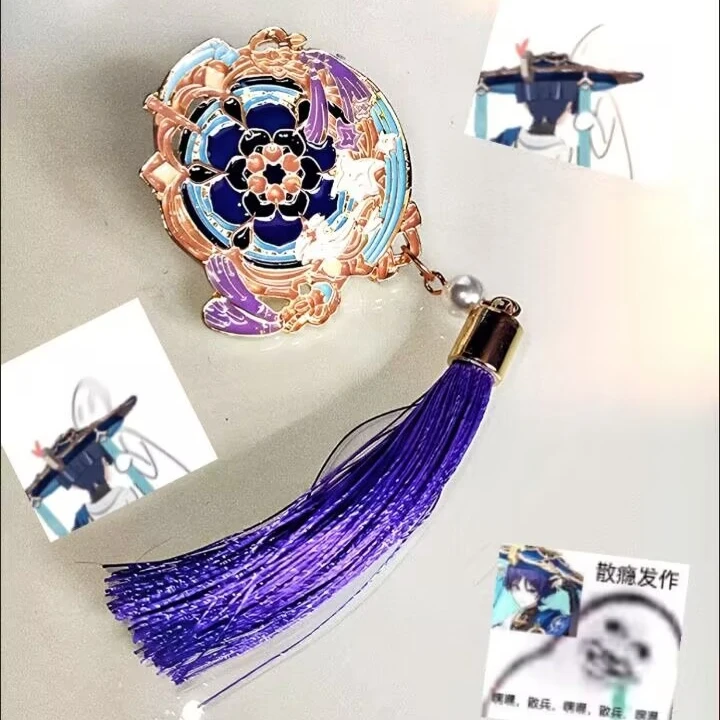 Genshin Impact, 레인저의 작은 라운드 캡, 금속 마이크로 씰 애니메이션 게임 주변 코스프레 브로치 액세서리