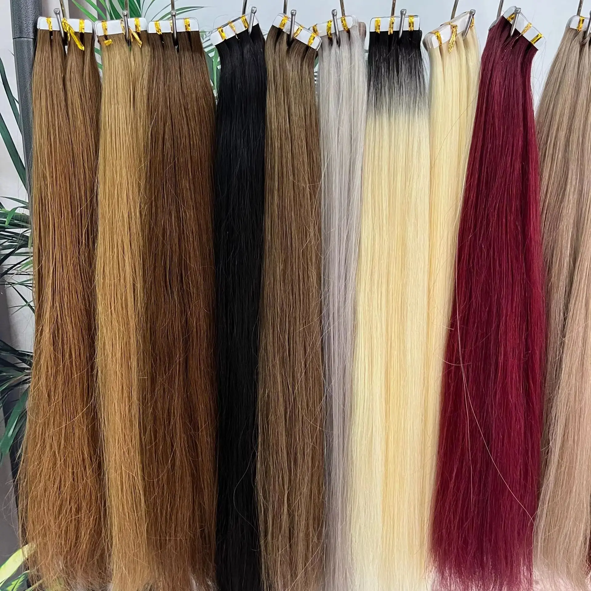 

Лента для наращивания волос для женщин, невидимые бесшовные вьетнамские волосы Remy, 100% настоящие человеческие волосы, прямые наращивания, клей для утка