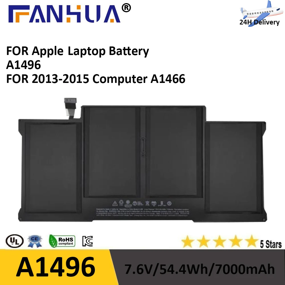 Batería de repuesto para ordenador portátil, A1466, 7,6 V, 54.4Wh, para MacBook Air de 13 pulgadas, A1466 (mediados de 2012, mediados de 2013,