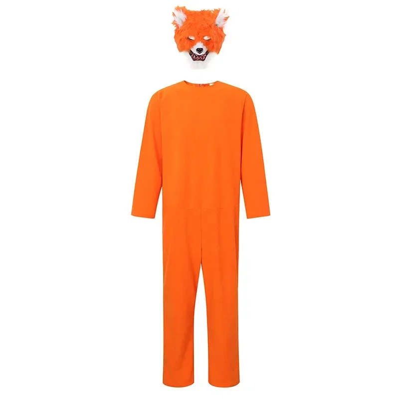 Sn88 adult fox costume animal dress up cosplay unisex onesie with cap fleece orange fox jumpsuit for men women Halloween par % #