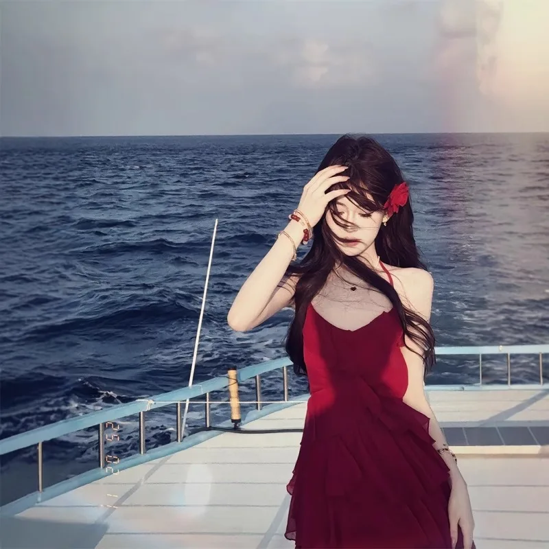 Jurken Mouwloos Dames Bruiloft Civiel Zomer Linnen Ombre Gradiënt Colorblock Meerkleurig Raster Oversized Breed Baggy Loose-Fit