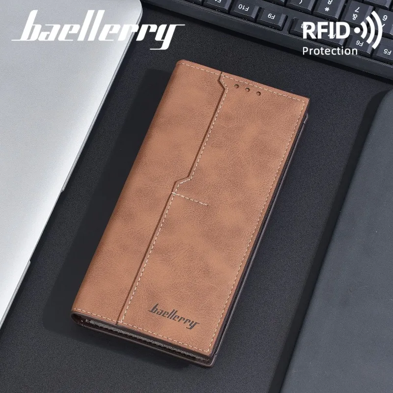 Baellerry Luxury Long Design PU Leather Men's Wallets Purses Male Zipper Wallet Clutch Bag Multi-Slot Card Holder for Man
