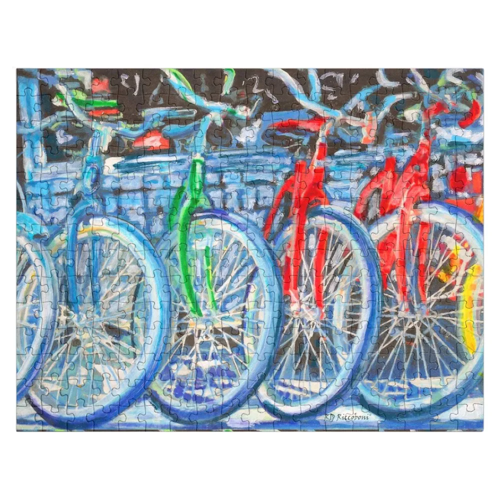 

The Bicycle Shop - Bikes in A Row - Painting Jigsaw Puzzle Wood Puzzles For Adults Personalized Baby Object Customizable Gift