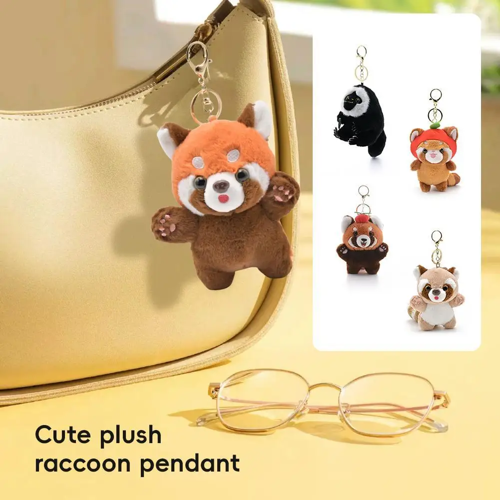 

Red Panda Plush Toy Pendant Kawaii Animal Keychain Tail Long Plush 13cm Plush Backpack Decoration Toy V4l9