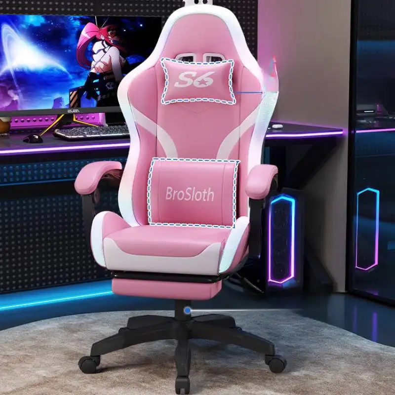 Cuscino nero Sedia da ufficio Controllo poggiatesta Ruote per il collo Comoda sedia per computer Braccio ergonomico Bureau Stoel Mobili per ufficio