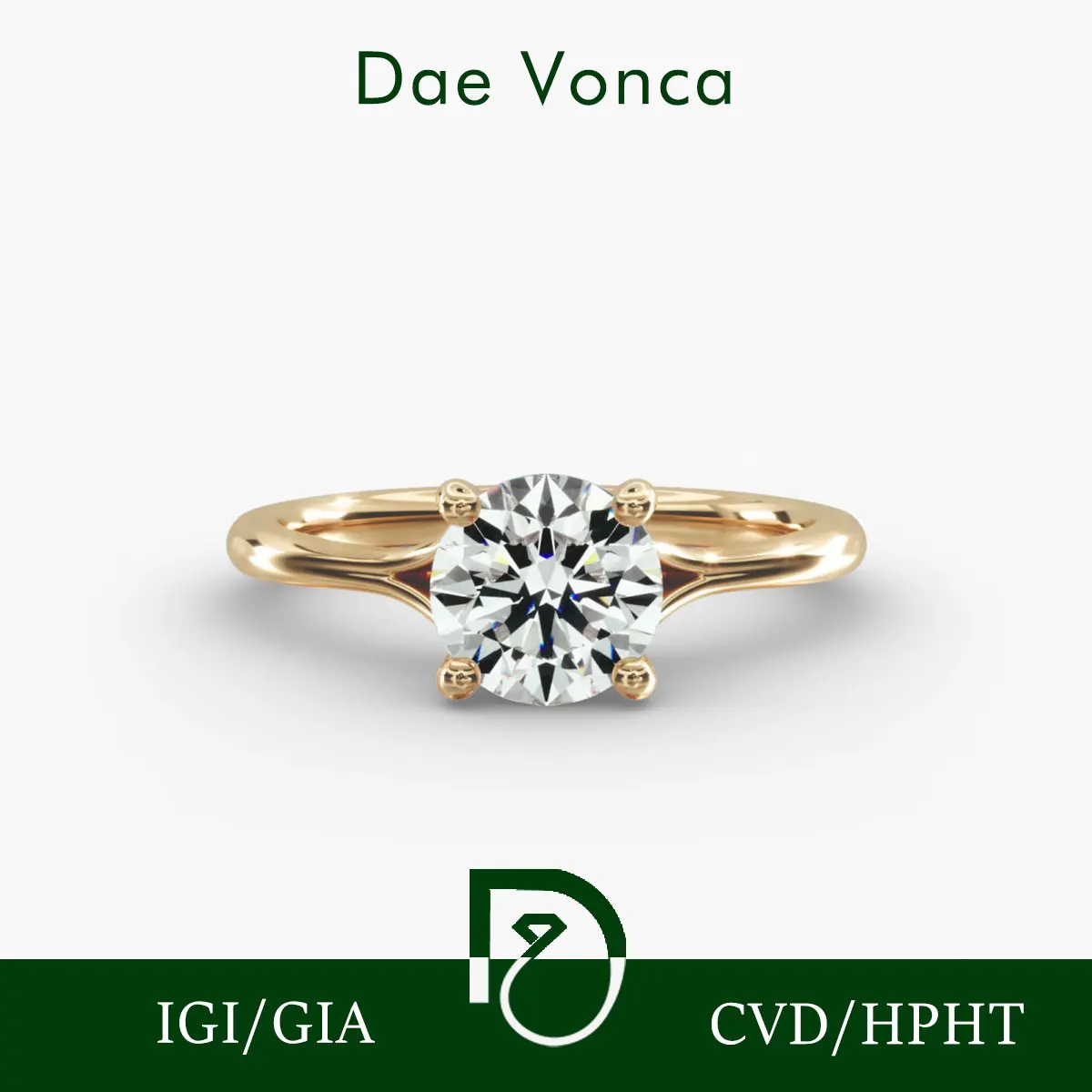 9K/14K/18K Yellow Gold Solitaire Ring IGI Certificate Round Lab Grown Diamond Classic Split Shank Diamond Ring For Engagement