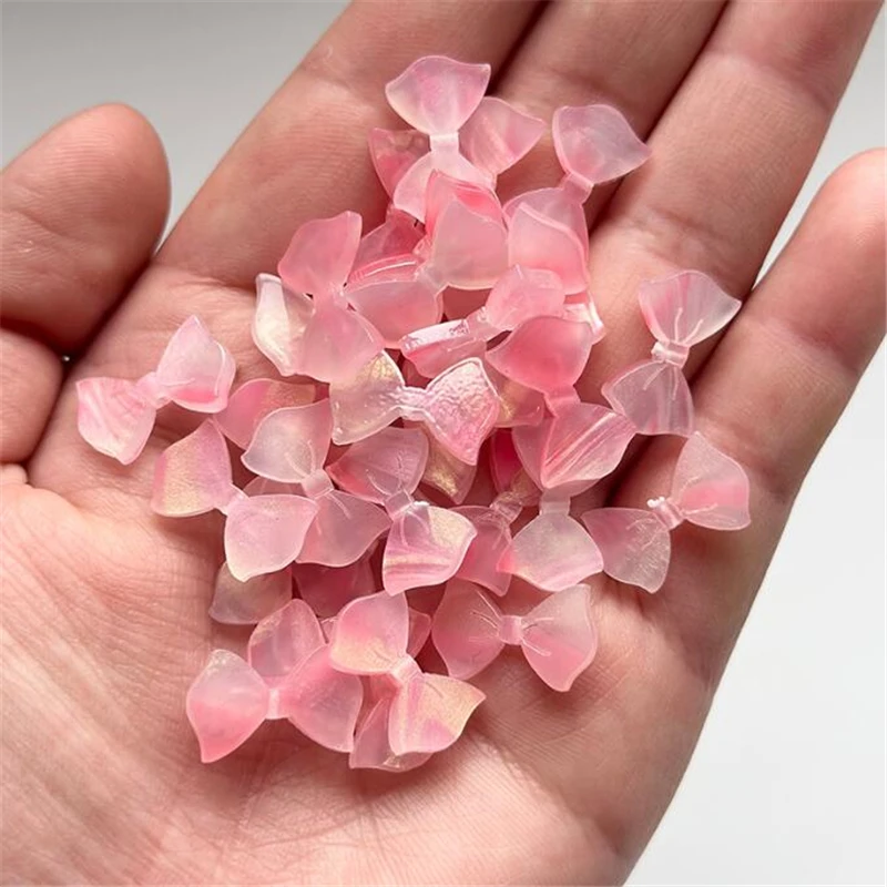 10Pcs/Lot New Retro Acetic Acid Imitate Shell Knotbow Beads Resin Flower Charm Connectors Diy Hair Jewelry Making Accessories