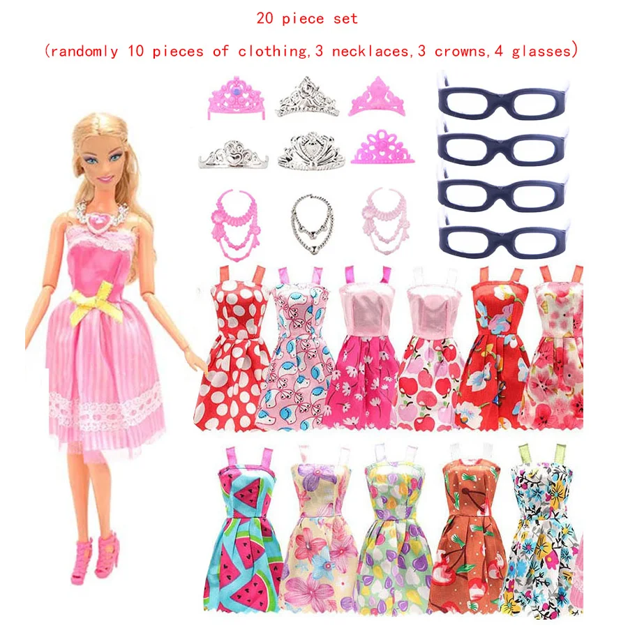 32/36/41/66-delige set geschikt voor 30 cm poppenkledingaccessoires, willekeurige kleding, schoenen, kettingen, brillen, tassen, set