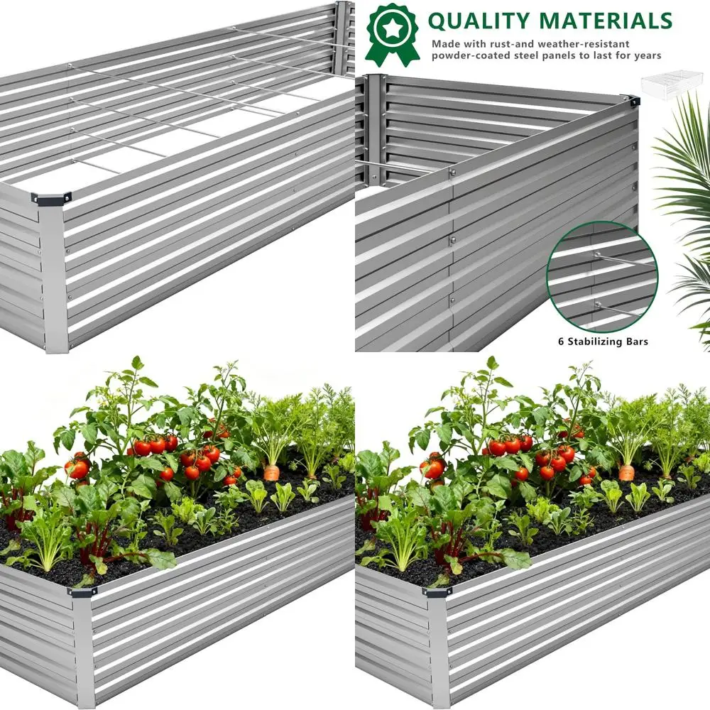 

Садовая кровать из оцинкованного металла 12x4x1,5 футов — уличный кашпо для овощей, трав и цветов