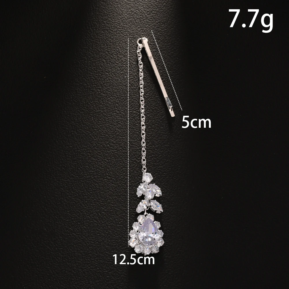 Teardrop Marquise Round Clear Rhinestone Floral Maang Tikka Head Chain Bridal Women Wedding Forehead Hair Jewelry Accessory