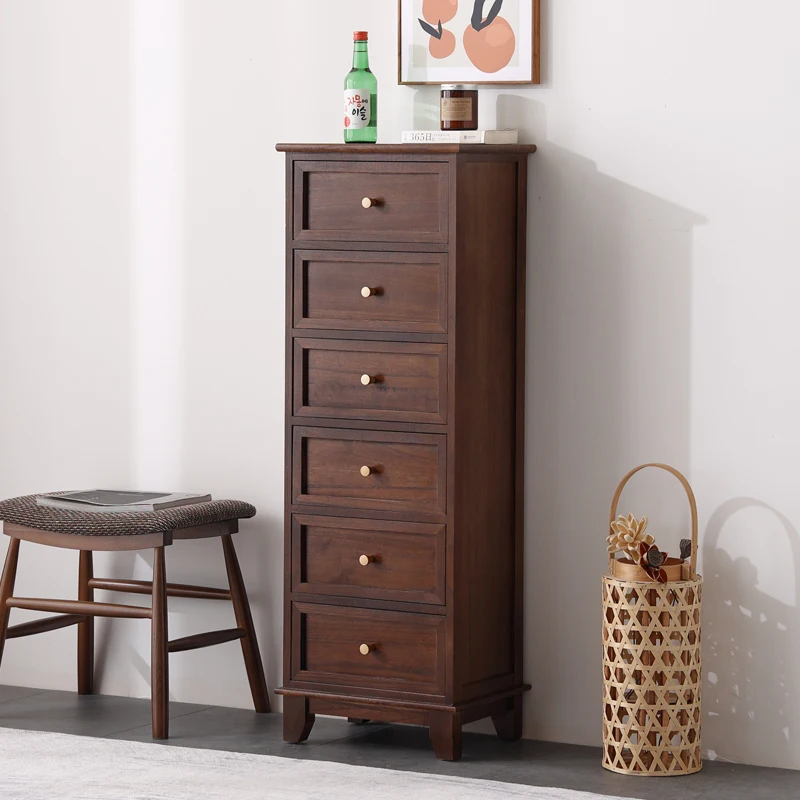 

Walnut chest of drawers, simple narrow-sided cabinet, crevice locker, vertical cabinet, American pure solid wood chest of drawer