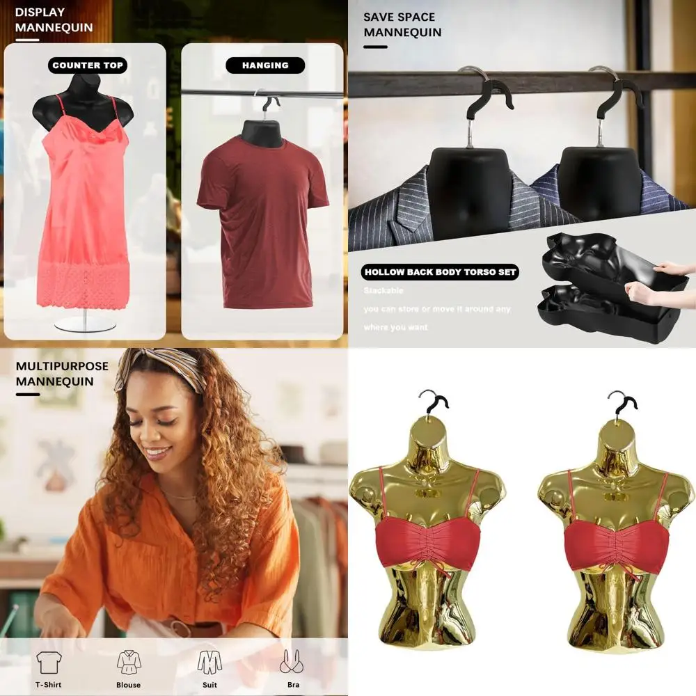 

Набор из 4-х золотых женских манекенов с полыми спинками и металлическими подставками для демонстрации