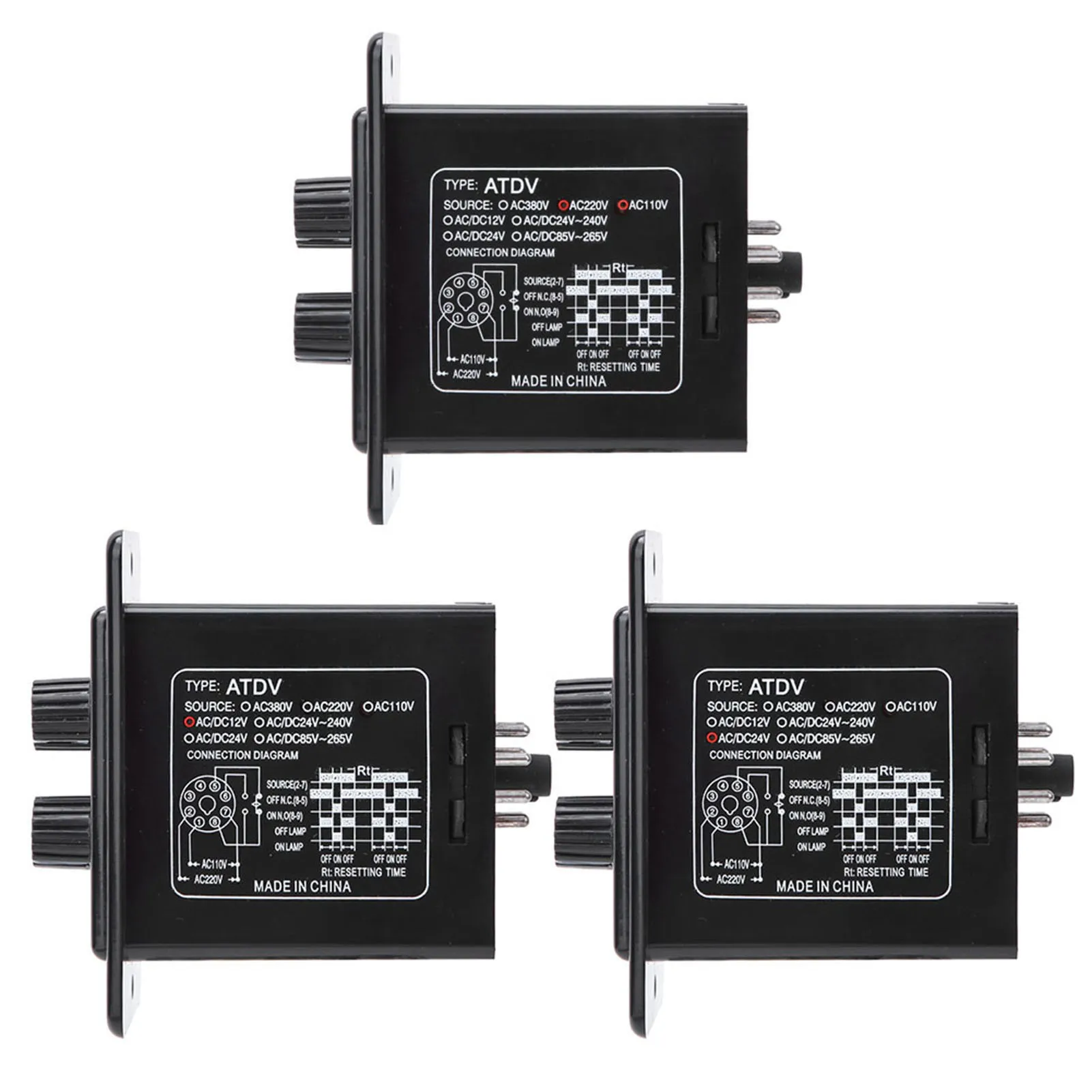 ATDV-YC On Off Timer Relay On Off Twin Timer Relay Knob Control Time  ATDV-YC 6S-60M Twin Timer Relay On Off Timer