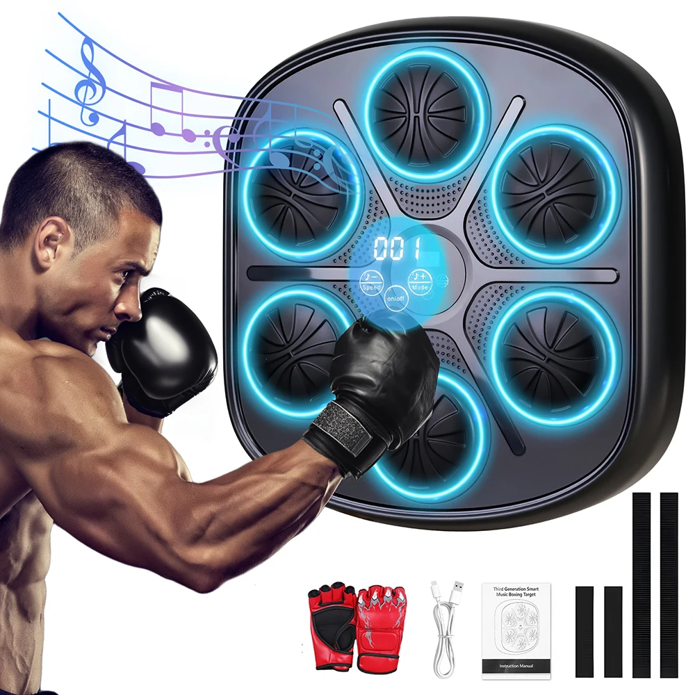 Wall-Mounted Interactive Music Boxing Machine PE Material USB Charging Included Gloves Home Workout and Reflex Training Gear