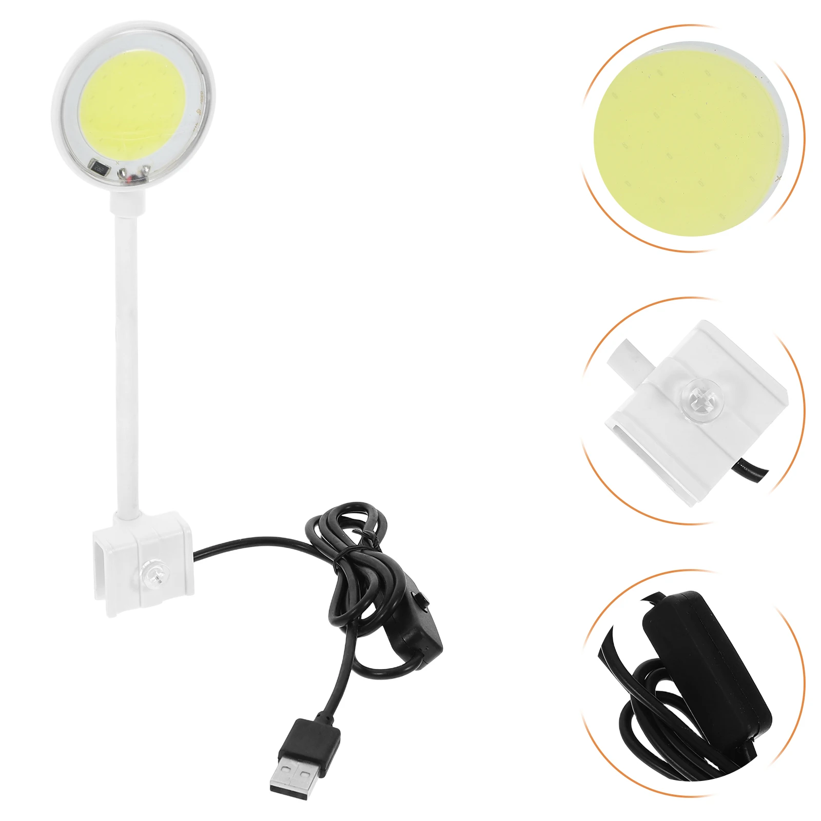 

Fish Tank USB Light Y300COB Aquarium Lighting Clip On LED Mini Lamp for Small Betta Shrimp Tank Accessories White