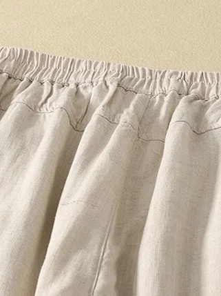 Cintura alta calças de perna larga feminina solta casual cor pura retro artístico queimado calças japonês sle linho guarnição calças compridas