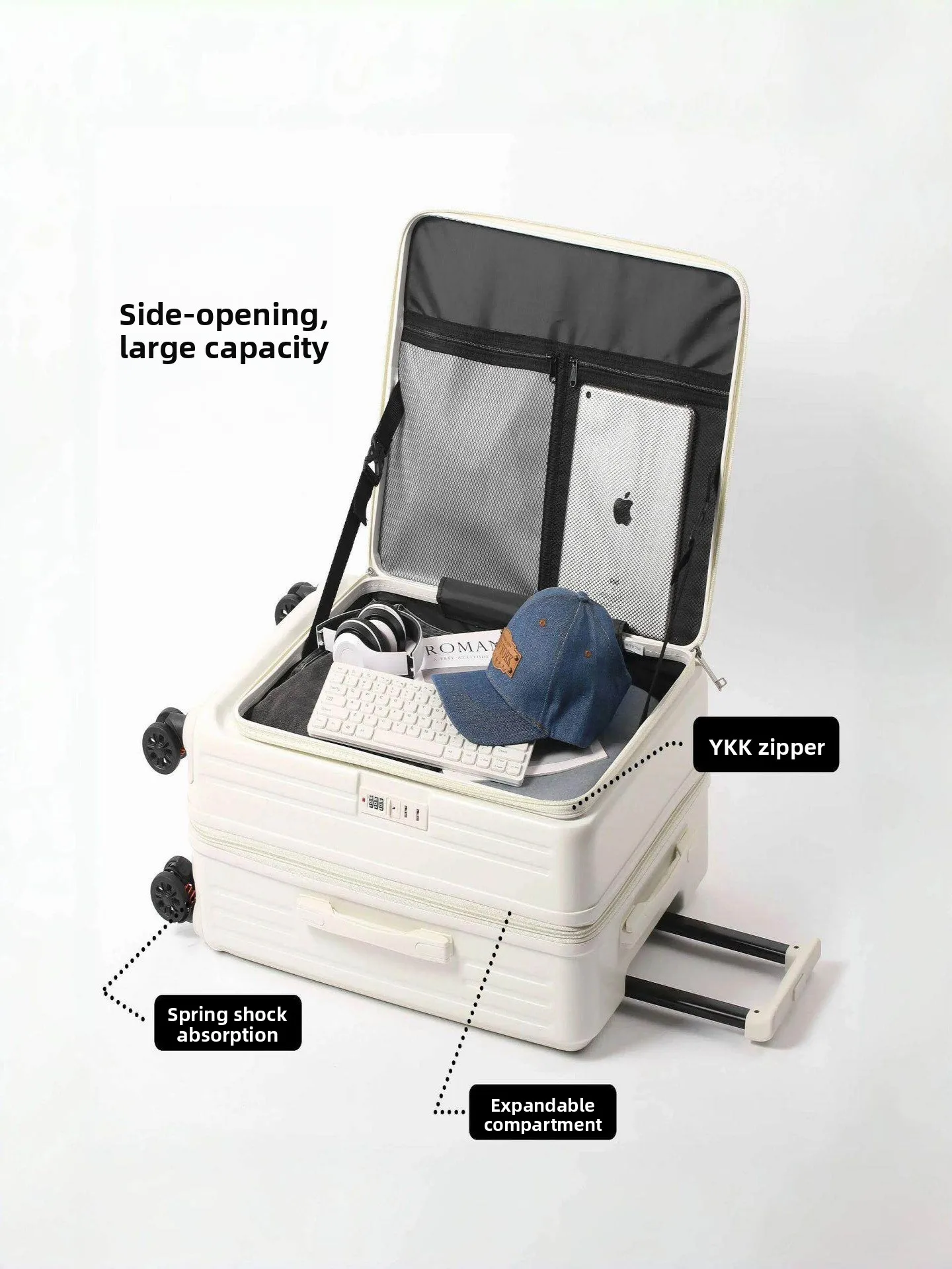 

New 20 Inch Expandable PC Lage Side Opening Silent Travel Suitcase for Men And Women Large Capaci Carry on Bag