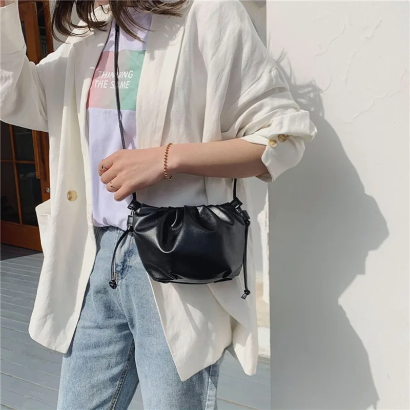 Women's Premium Shoulder Bag New Fashion Niche Design Messenger Bag Female Wild Western Style Female  Pleated Bag Mini Cloud Bag