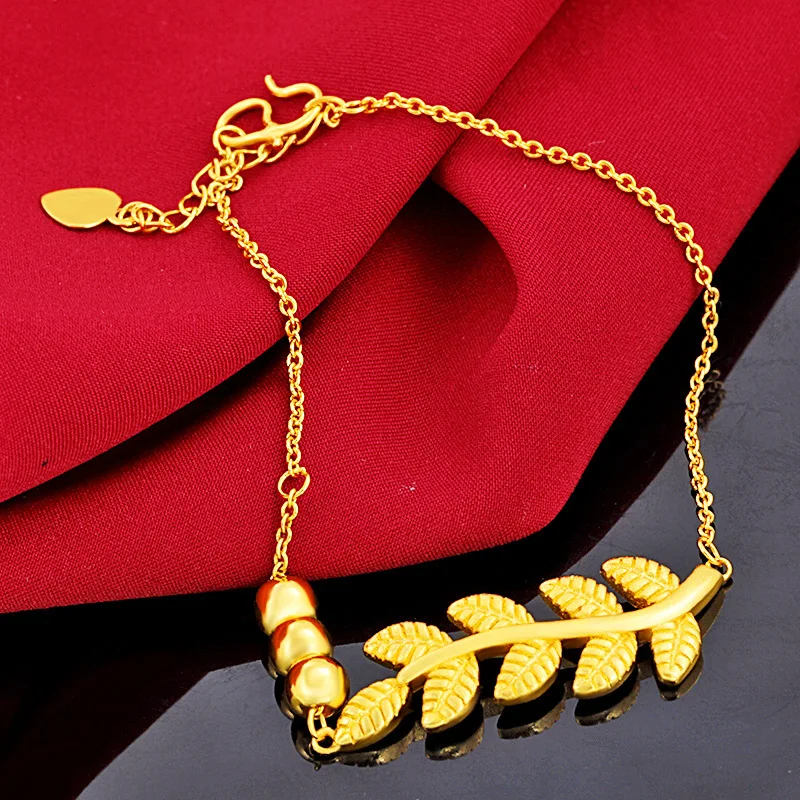 Fit & Comfortable Leaf Bracelet For Women 24K Gold AU999 | Skin-friendly, comfortable to wear