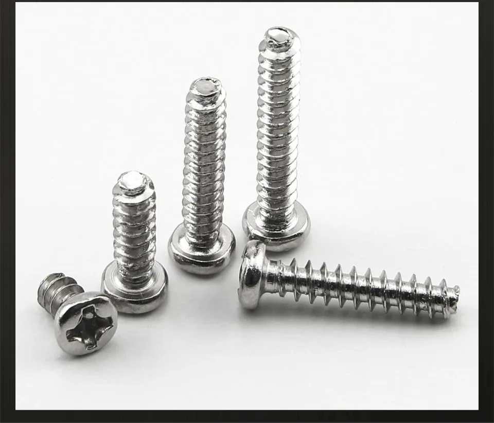 JUIDINTO 30-100 Stück Kreuzschlitz-Flachkopfschrauben mit Gewinde, vernickelt, M1.2 M1.4 M1.7 M2 M2.6 M3 M4 M5 Phillips-Schrauben – Detail 8