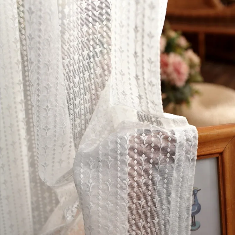 Fantasy French Lace Yarn Warp Knitted Yarn White Gauze Curtain Living Room Bedroom Balcony Curtain