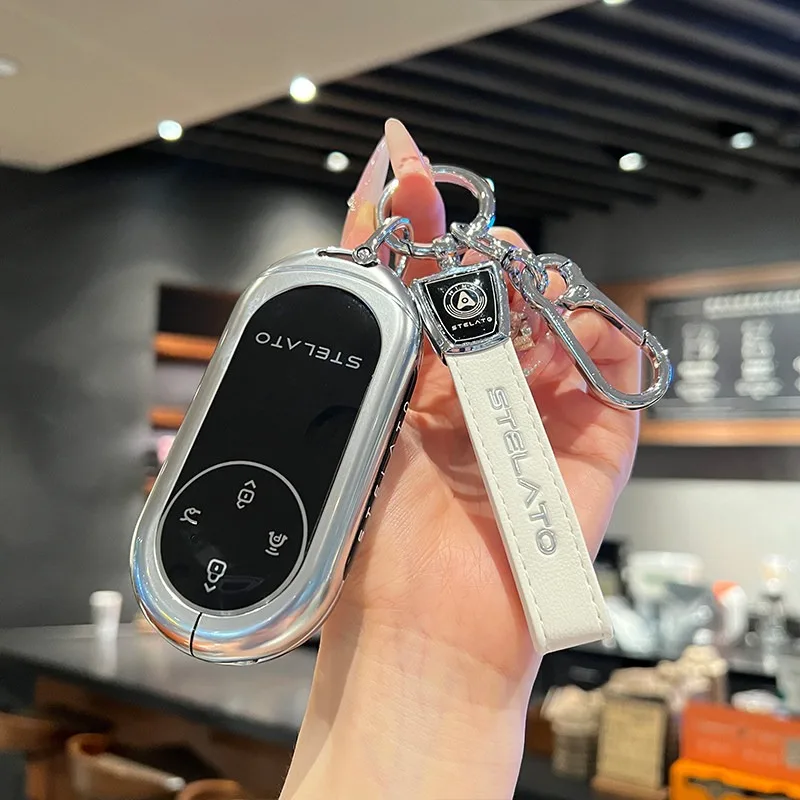 For Huawei Stelato S9 Range Extender / S9 Ultra Car Key Case Cover, Premium Zinc Alloy Frame + Leather Smart Remote Key
