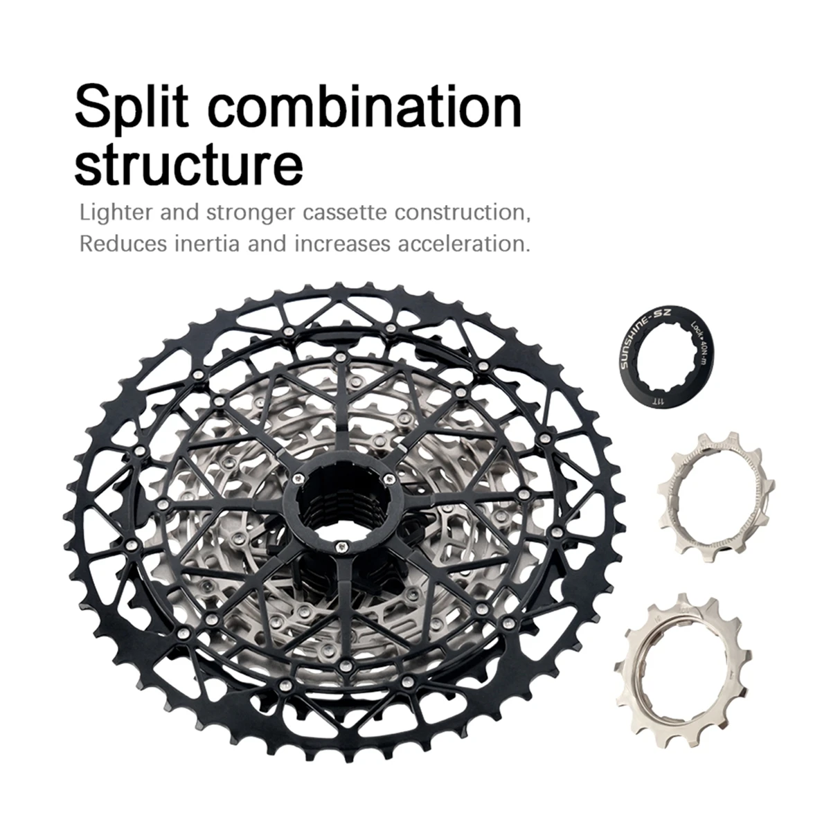 Sunshine Mountainbike 12S Kassette MTB 40T 42T 45T 46T 48T 50T 52T 12V K7 Off Road Fahrrad Kettenrad 12 Geschwindigkeit für Shimano M6100 – Detail 7