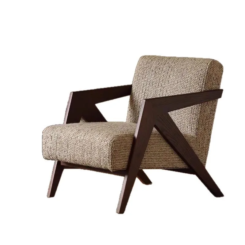 Joylive meados do século sala de estar varanda lazer único sofá cadeira estilo francês cadeira homestay designer de madeira maciça sofá preguiçoso