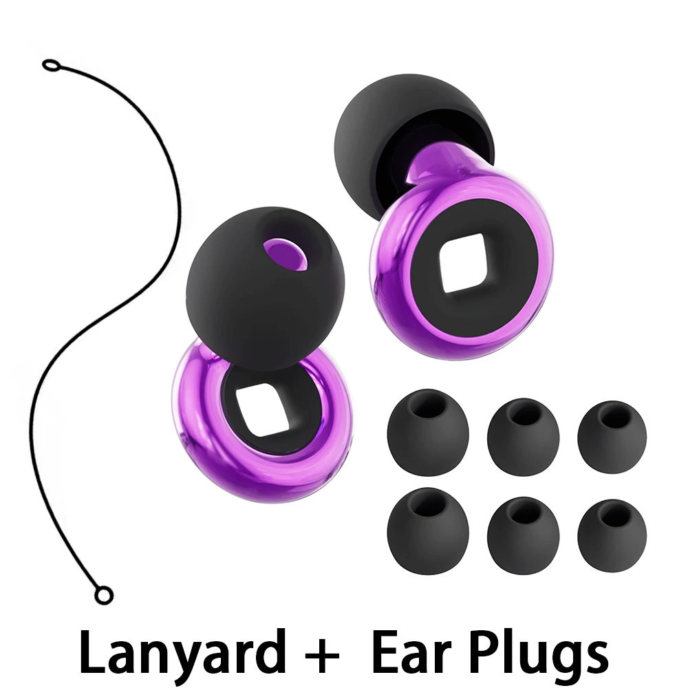 1sets Soft Silicone Ear Plugs Waterproof Noise Reduction Reusable Earbuds with Silicone Lanyard for Sleeping Swimming And Travel