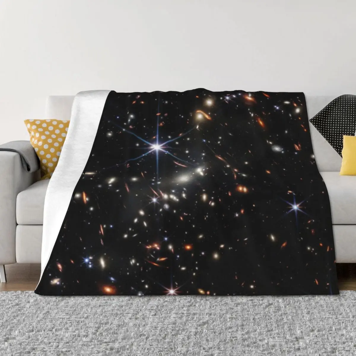 

James Webb's First Deep Field (James Webb/JWST) — space poster Throw Blanket Hairy Sofas Polar Blankets