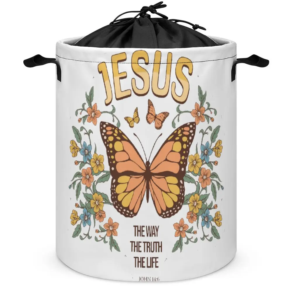 Jesus The Life Christianity Lover Quote Sticker Laundry Basket Storage Tank Dust Proof Unique Storage of Clothes Super Soft Conv