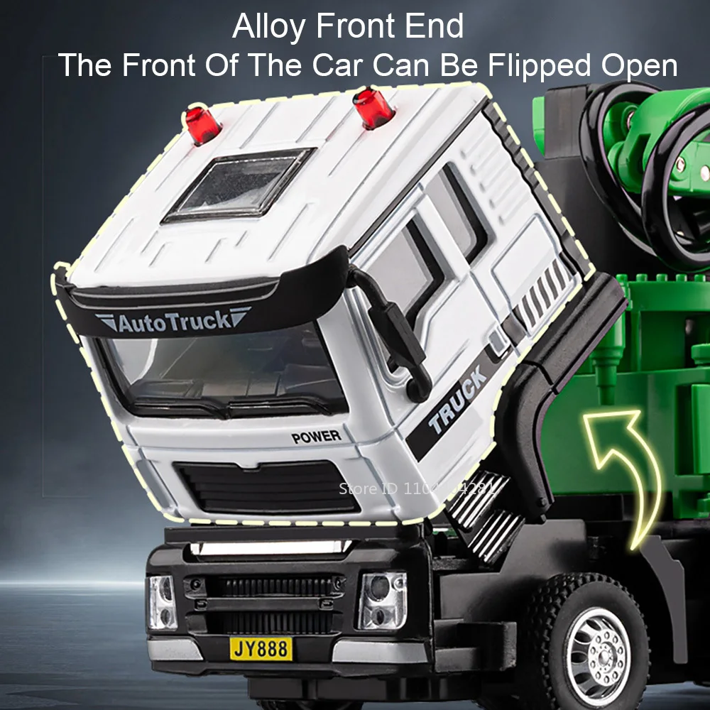 1:32 Pompa di cemento Camion Modello in lega Scaletta Acqua Camion dei pompieri Pressofuso Auto Giocattoli Spruzzo Acqua Luce Musica Tirare indietro Veicoli Regalo per bambini