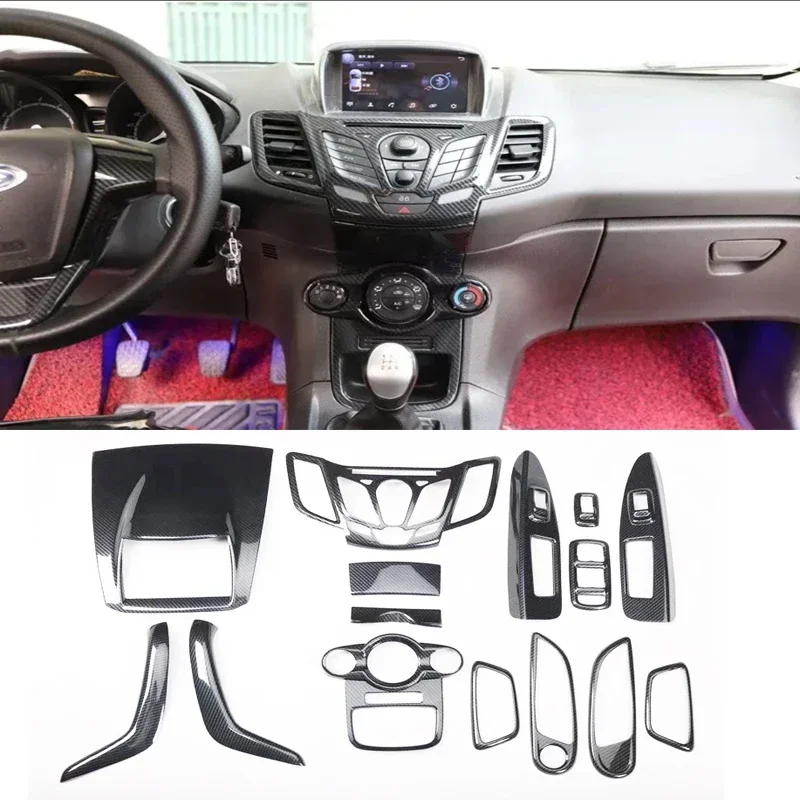 Voor Ford Fiesta 2009 2010 2011 2012 2013 ABS Rode Kleur Interieur Accessoires Gear Windows Bedieningspaneel Center AC Panel cover