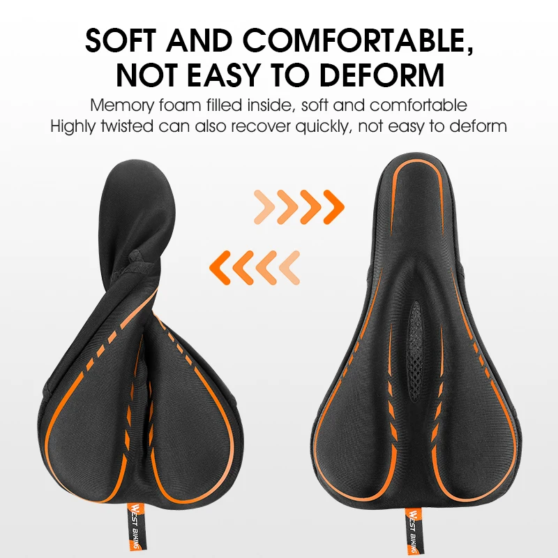 WEST BIKING Bicycle Saddle Cover Silicone Shockproof Bike Cushion Cover Breathable Rebound Bike Seat Cover Cycling Accessories