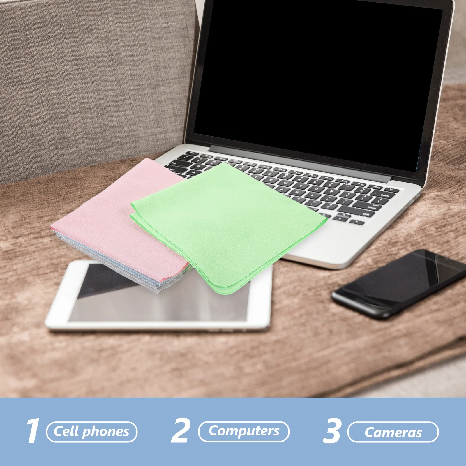 

4Pcs Supple Glasses Cleaning Cloths Multi- Wipe for Computers Phones Tablets Streak-Free Finish