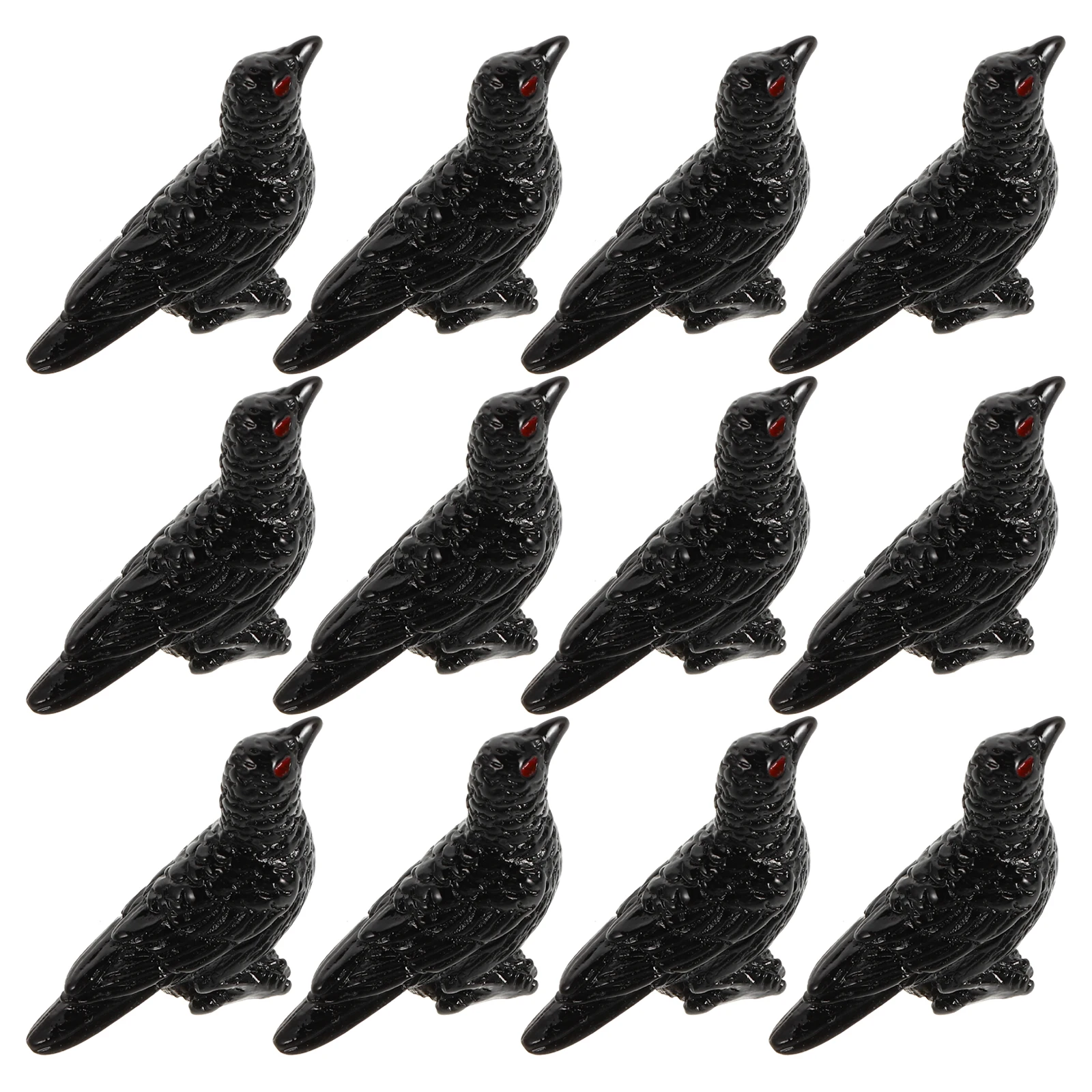 

12pcs Mini Crow Ornament Resin Birds Decoration Halloween Miniature Figurines Sand Table Bonsai Mini Bird Garden Statue