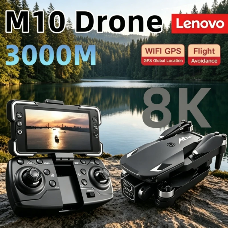Lenovo M10 Drone professional 8K HD dual camera Brushless motor With 5G WIFI 4K Screen RC Obstacle Avoidance Quadcopter Toys