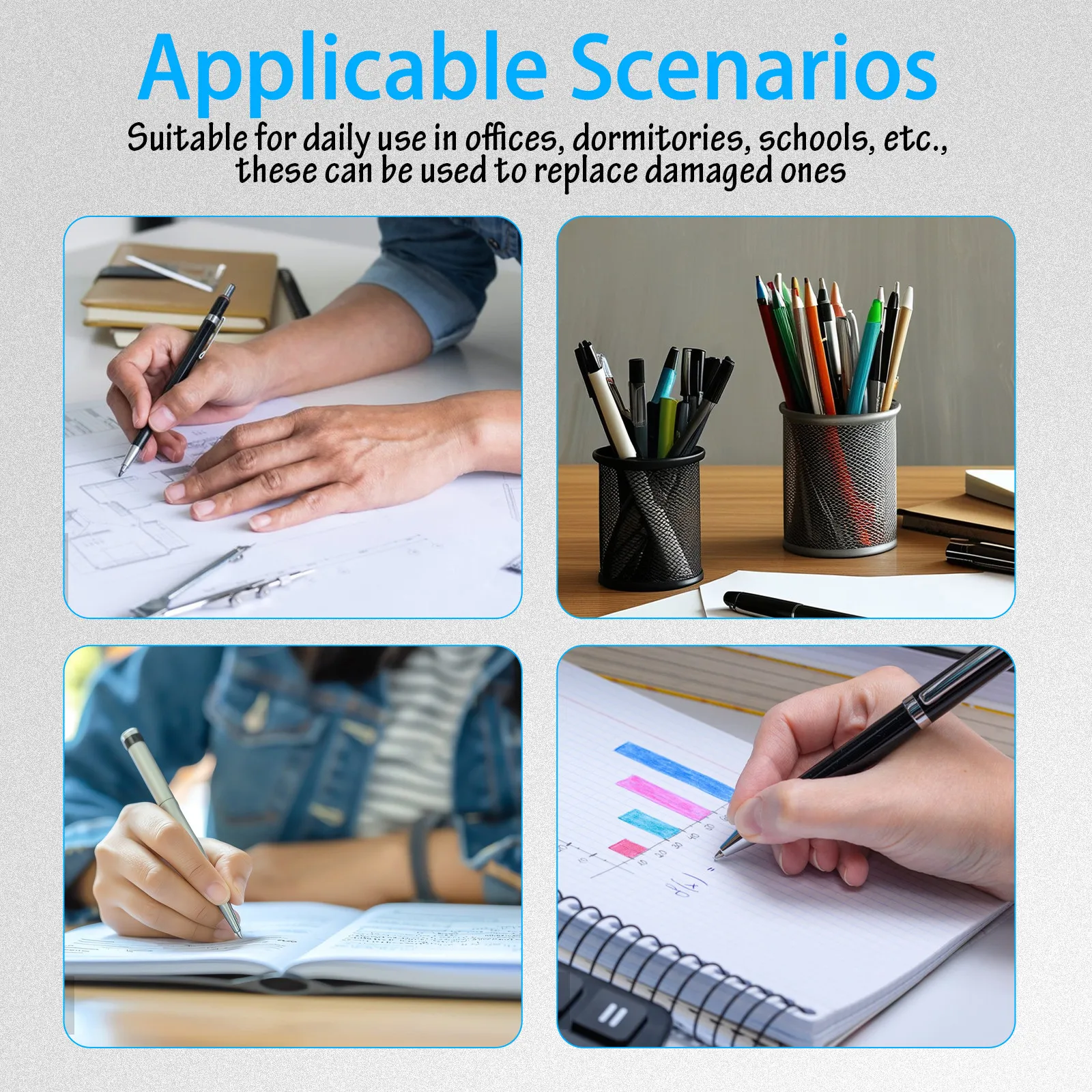 200Pcs Metal Ballpoint Pen Refills Black 1.0mm Reliable Smooth Writing Extensive Usage Time Wide Compatibility Office Reception